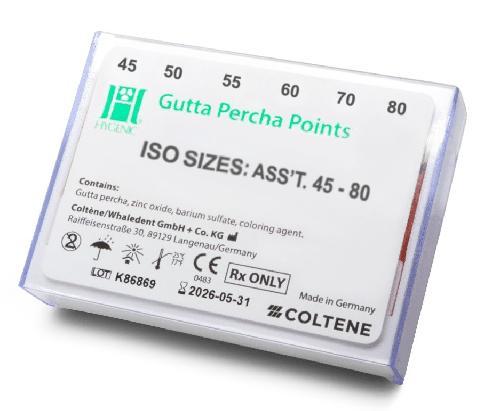 PUNTA DE GUTTAPERCHA 45-80 C/100 MARCA HYGIENIC