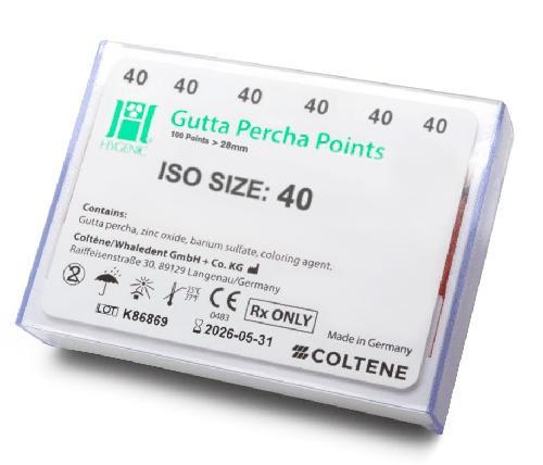 PUNTA DE GUTTA-PERCHA # 40 C/100 MARCA HYGIENIC